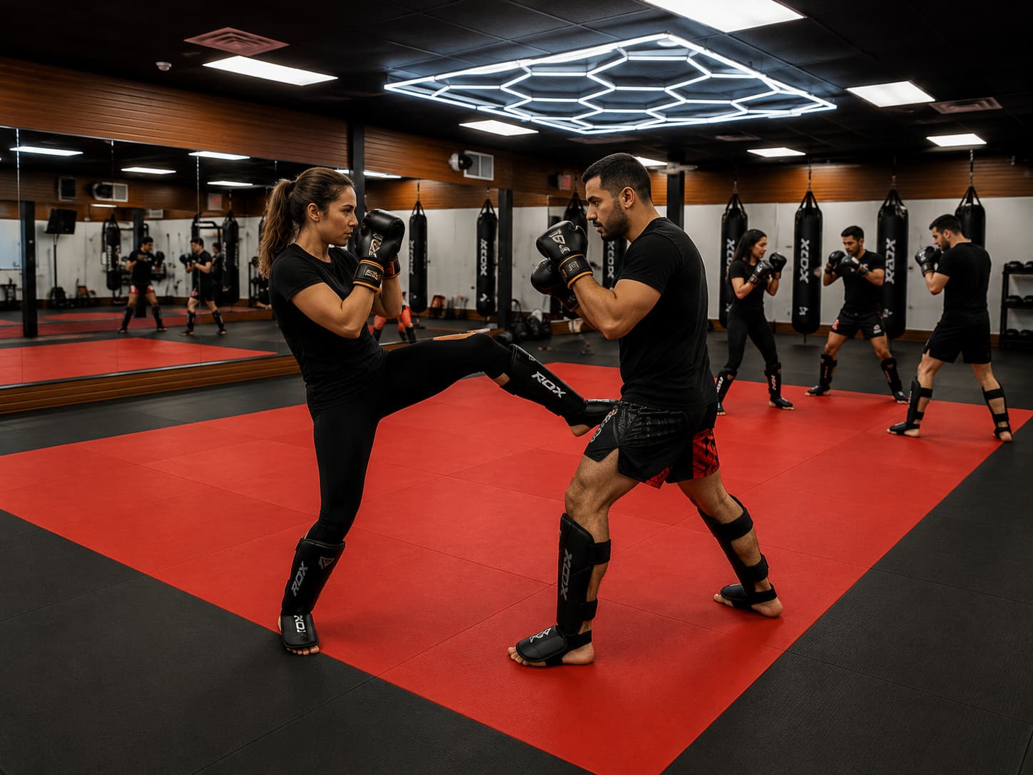 Cours de kickboxing à l'Académie d'Arts Martiaux Adrar