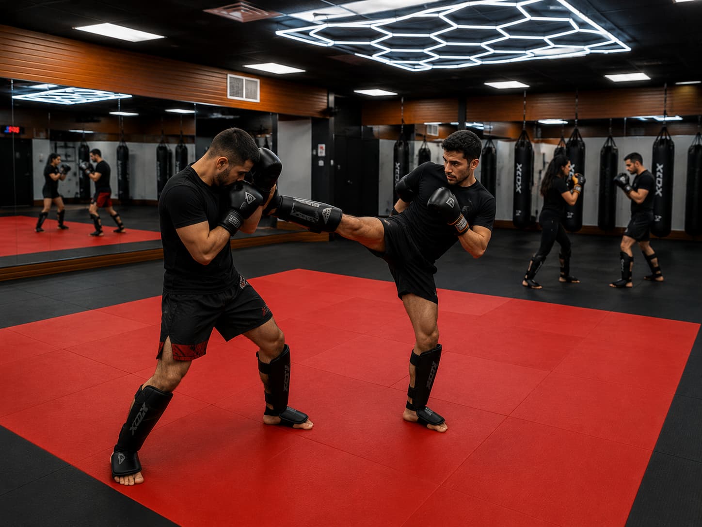 Sparring de kickboxing encadré en cours